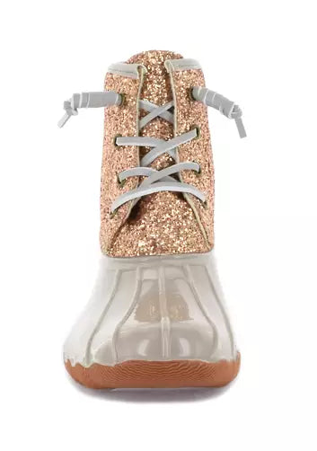 Ocean + Coast Gold Glitter Rain Boots